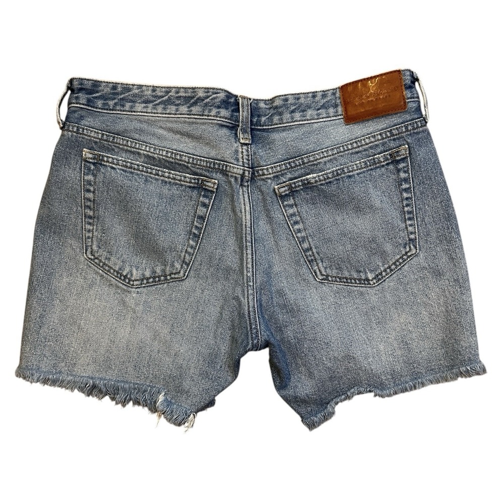 LUCKY BRAND Denim Boyfriend Short sz 8 Distressed Cut-off Style Button Fly Boho - Picture 2 of 10